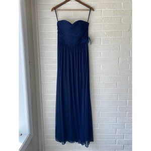 Marina strapless navy blue maxi dress NWT